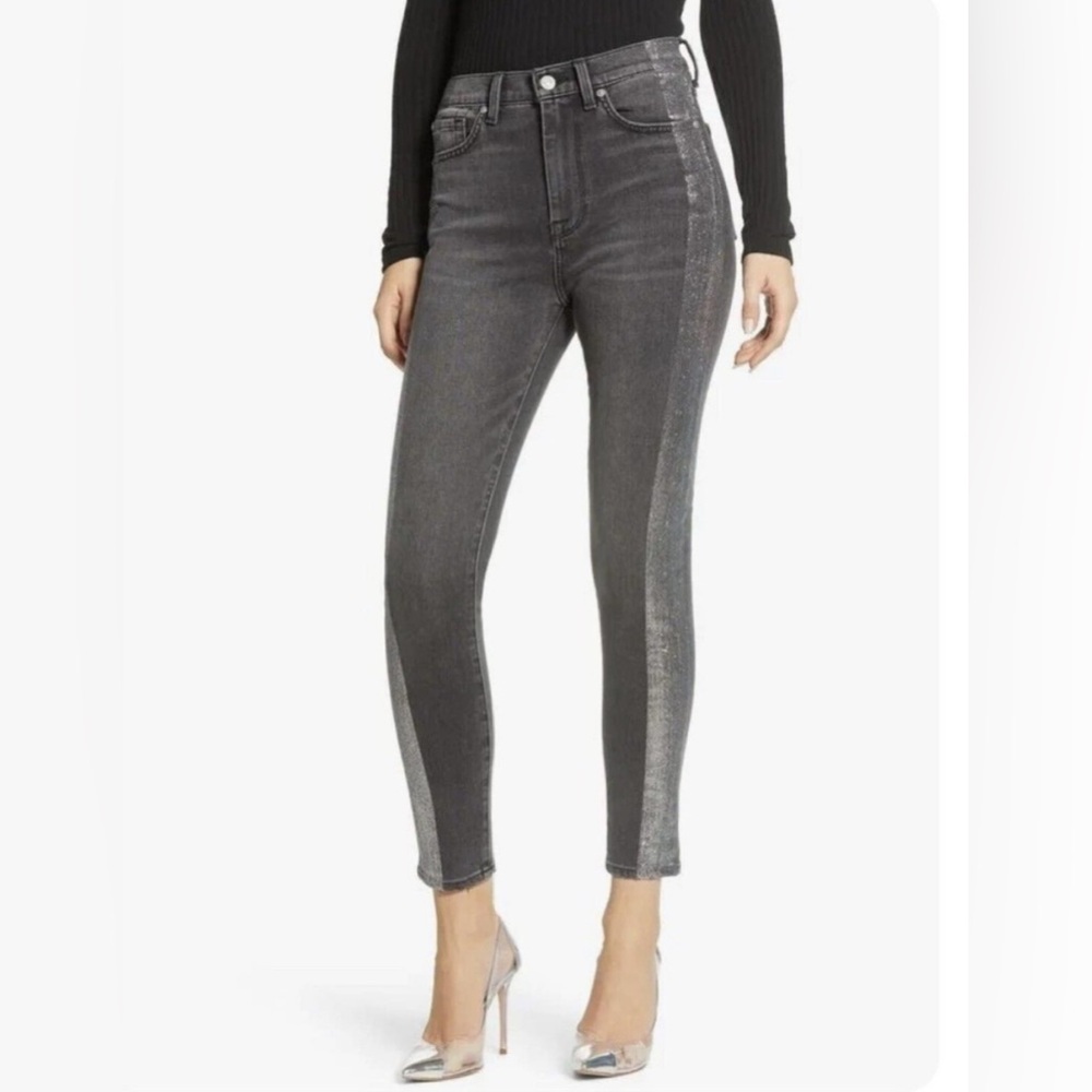 7 for All Mankind High Waist Metallic Stripe Skinny Jean - 24